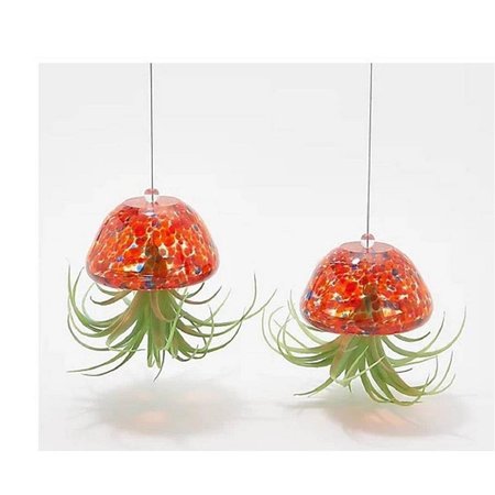 ULTIMATE INNOVATIONS Glass Jellyfish with Faux Plant Coral Set of 2 1092